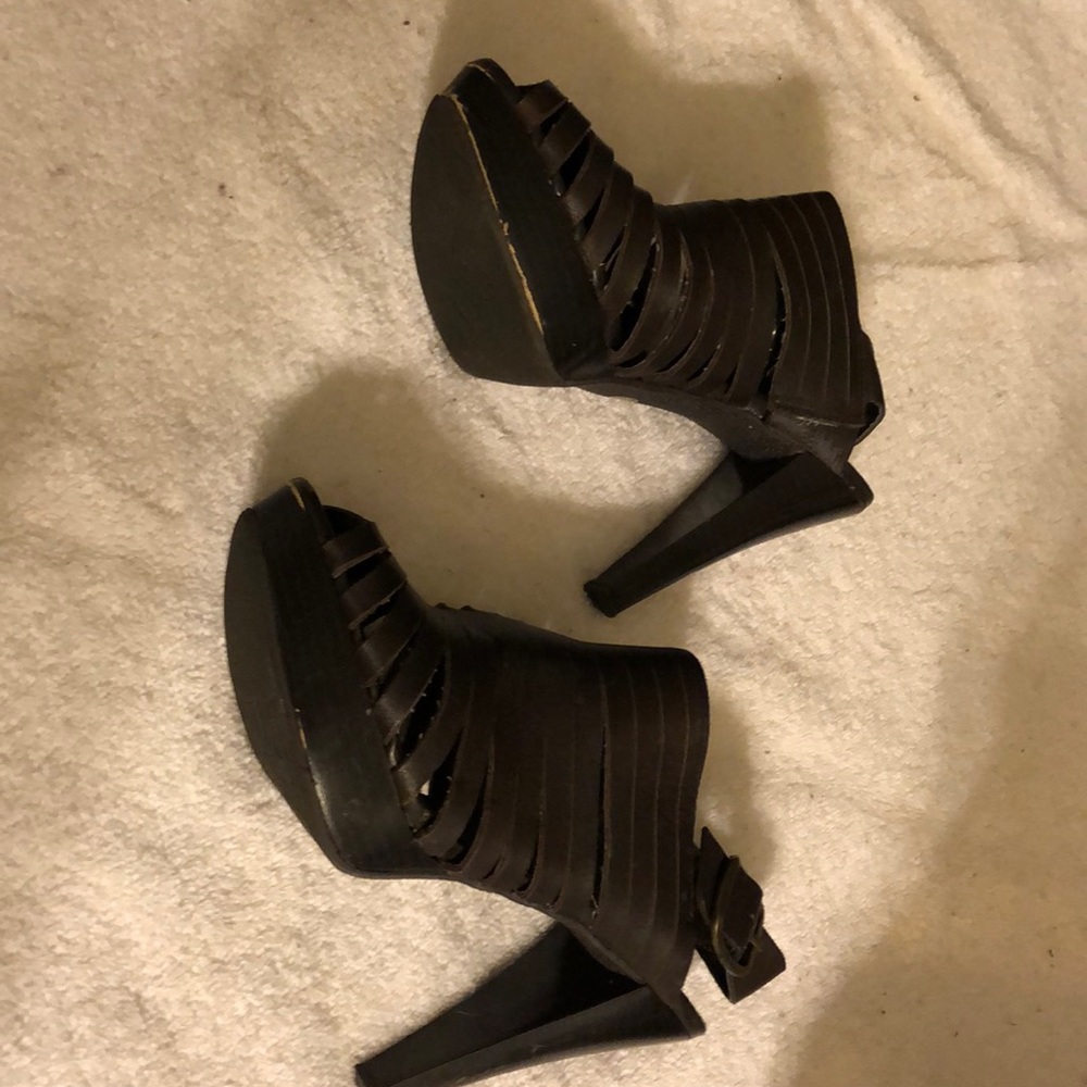 Brown leather heels